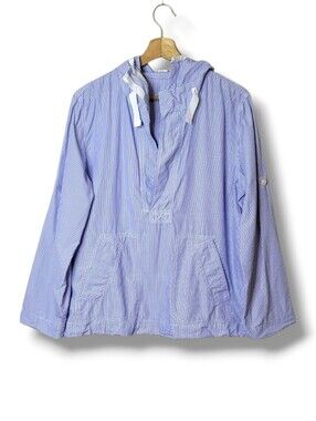 J.Crew Seersucker Anorak Hoodie Jacket 100% Cotton